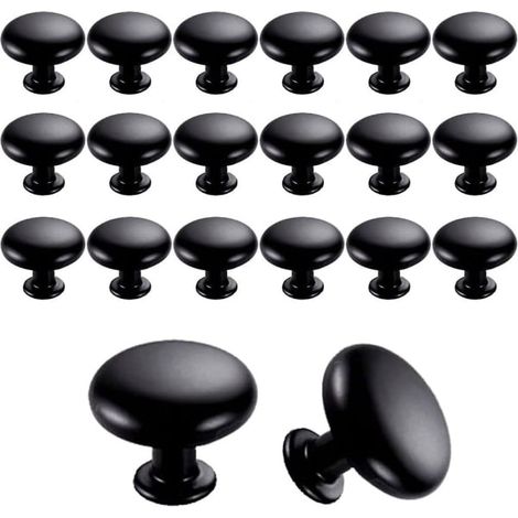 20 poignées de porte/tiroir, poignées vintage de 30 mm, poignées de meuble, poignées de meuble de cuisine (noires)