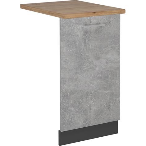 Tapa del lavavajillas R-Line, Hormigón, 45 cm , ET Roble, Vicco