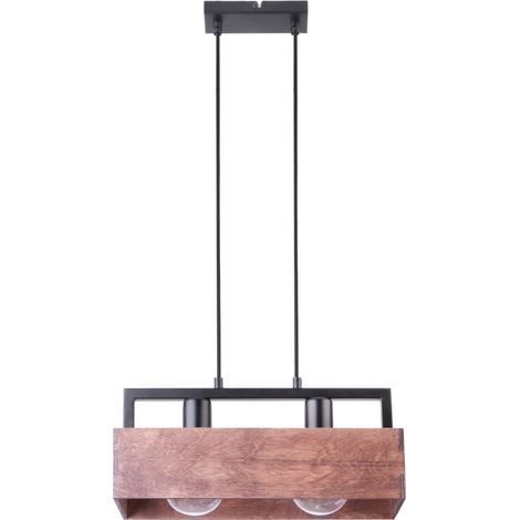 Lampada a sospensione loft Dakota legno scuro 2xE27