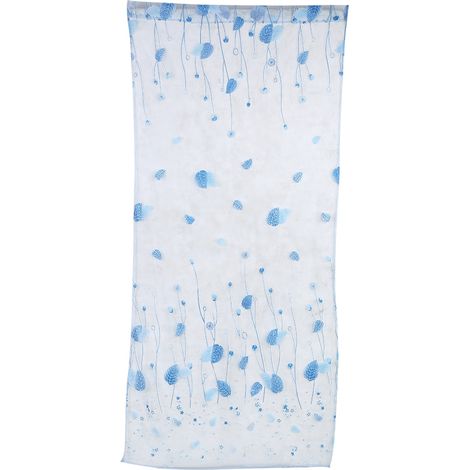 Rideau Voile Transparent Motif Feuilles - Polyester Résistant Pour Fenêtre Et Porte - Filtrage Lumière Douce - Bleu - 1 Pièce 2 Mètres (1/5)