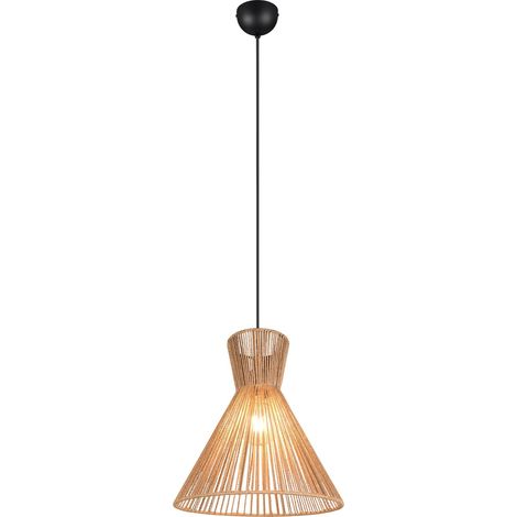 Suspension en métal noir mat, abat-jour en papier marron, sans 1 ampoule E27 (1/5)