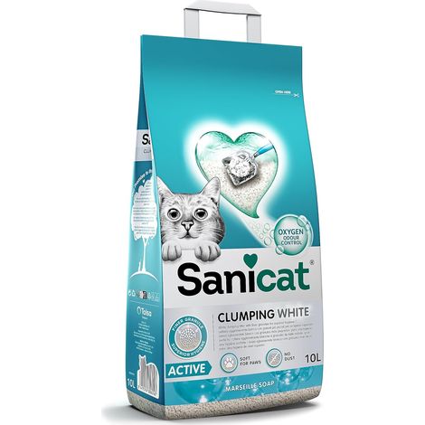Litière pour Chats Ultra-agglomérante Blanche - Parfum de Savon de Marseille, Fabriquée à partir de minéraux naturels avec contrôle d'odeur Garanti, Capacité de 10 L (1/5)