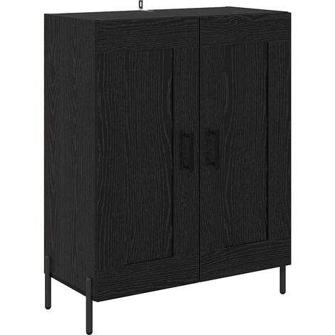 Buffet,Meuble de Rangement,Bahut Chêne noir 69,5 x 34 x 90 cm Bois d'ingénierie et fer CFW590688 (1/5)