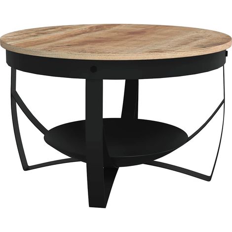 Table basse Table d'appoint pour Salon Chambre - Ø68x43 cm Bois de manguier brut BV703998 - BonneVie (1/5)