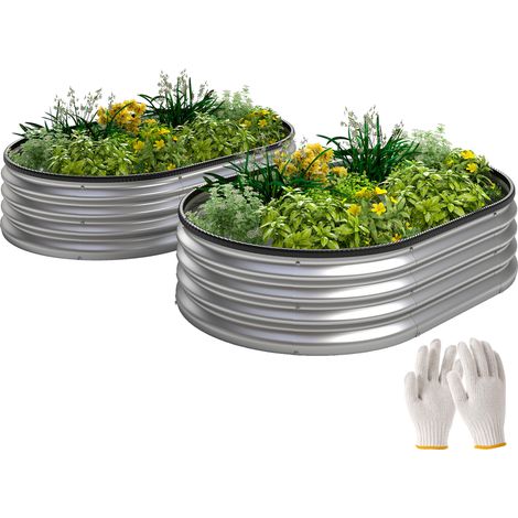 Deux grands jardins d'extérieur en érable galvanisé Urban Gardens pour terrasses de jardin 135x90x30 cm plaqués