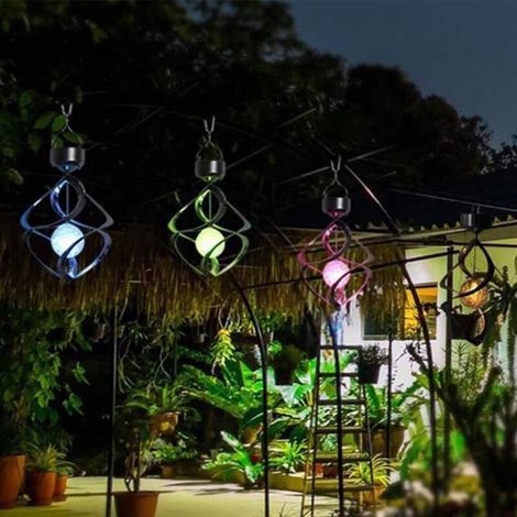 Carillon éolien solaire en spirale avec lampe LED à couleurs changeantes (1/5)