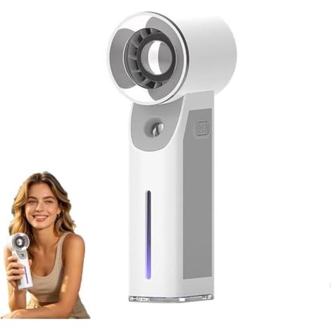 Ventilateur brumisateur portable rechargeable avec brume de pulvérisation, mini ventilateur de refroidissement d'air personnel USB 5 vitesses ventilateur de voyage pour l'été, l'extérieur, la plage (1/5)