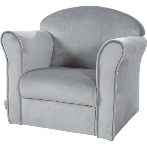 roba Poltrona per Bambini Lil Sofa - con Braccioli - Tessuto in Velluto - Morbido e Soffice - Arredamento per Bambini - per la Cameretta - dai 18 Mesi - Grigio (1/5)