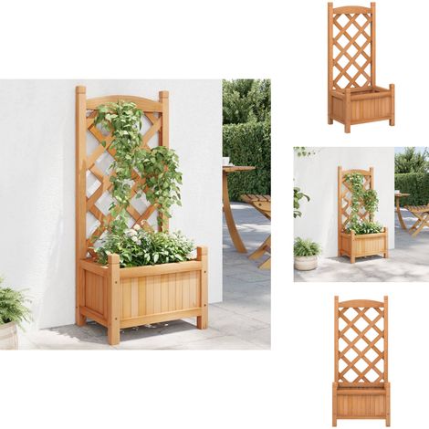 Jardinière avec treillis marron bois massif de sapin - Jardinierre En Bois - Jardinière Avec Treillis - Pot De Fleurs Extérieur - Plante Grimpante - Décoration Jardin (1/5)