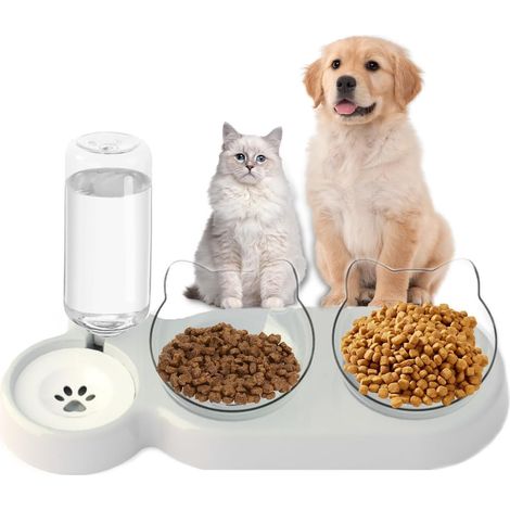 3-in-1 Katzen Futternapf Set, Doppelnapf mit Wasserspender, Futternapf Futterschüssel für Katzen und Kleine Hunde (1/5)