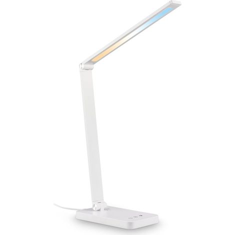 Briloner LED Schreibtischlampe Schwenkbar 38 cm 4,8W 400lm 2700K-6500K Warmweiß bis Tageslichtweiß Touchdimmer Weiß - Tischlampe Leselampe Bürolampe Büro (1/5)