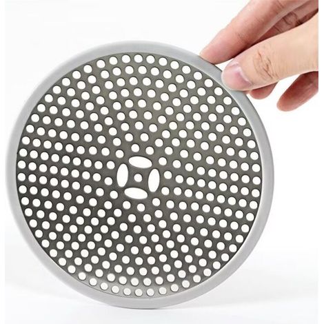 Filtre pour bonde de douche, Grille de douche en acier inoxydable, Gris, (1/5)