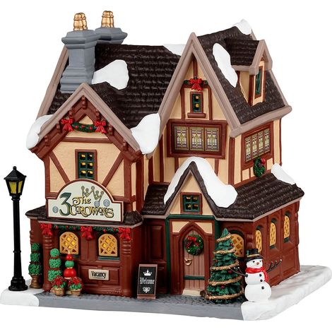 Decorazione "The 3 Crowns Inn" per Villaggio di Natale e presepe, in Porcellana da h 14,5 cm (1/4)