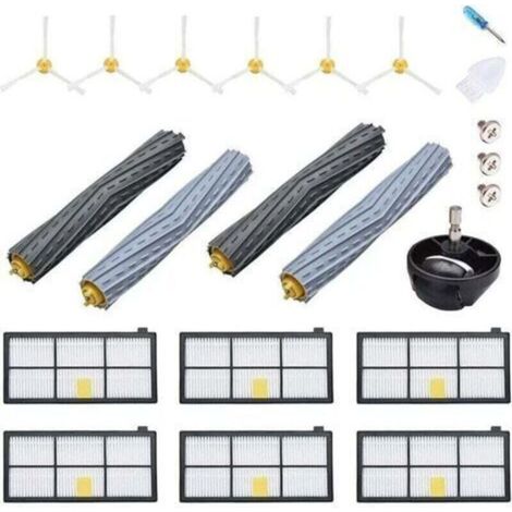 - Accessorio per iRobot Roomba 800 900 980 960 971 895 860 824, XU, 880: 2 filtri HEPA, 6 spazzole laterali, 4 spazzole a rullo, 1 ruota --Crezuo-Crezuo