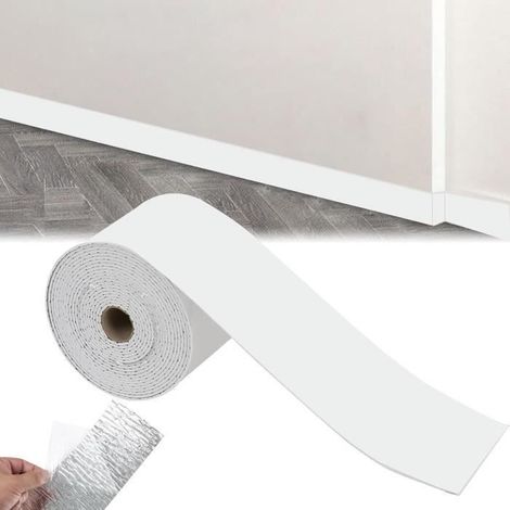 Plinthe souple autocollante - 10 cm x 10 m - PVC imperméable - Installation facile - Blanc (1/4)