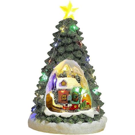 Guirlandes lumineuses pour sapin de Noël, décorations musicales pour la maison, petit train rotatif pour adultes, maison avec décor hivernal, décorations de bureau, décorations de fêtes B (1/5)