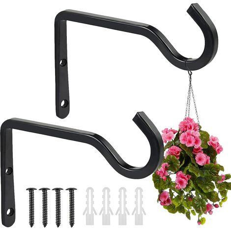 Juego de 2 ganchos de pared para colgar flores, soportes para plantas colgantes de 20cm para maceteros colgantes, pajareras, linternas y campanillas de viento (1/5)