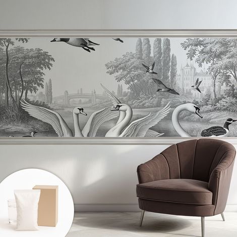Tapete Vliestapete mit Kleber für Wohnzimmer Schlafzimmer Küche - Wanddekoration Klassische Landschaft 250x104 cm (1/5)