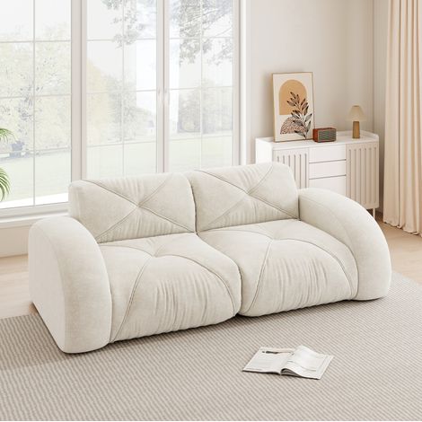 Sofá modular 2 plazas chenilla beige claro OKMYHOME (1/5)