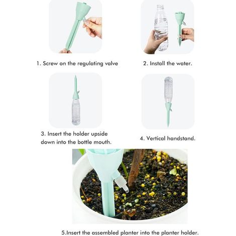 Kit d'irrigation goutte à goutte 3 pièces avec valves ajustables - Système d'arrosage automatique pour plantes, plastique, 17.5x5cm, vert/rose/blanc (1/5)
