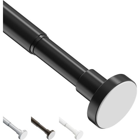 Bastone per tenda telescopico, senza fori, 55-85 cm, diametro 25 mm, binario per tenda da doccia regolabile per armadio, finestra, bagno, nero (1/5)