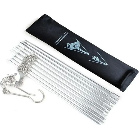 Support trépied pliable en acier inoxydable pour barbecue de camping, support de réchaud portable suspendu pour casseroles, outil de cuisson pour gril portable. (1/5)