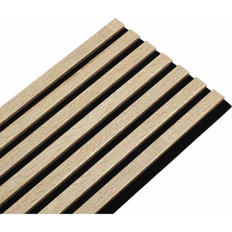 Decoon – Panneau décoratif mural en tasseaux de bois 250 x 30 cm – Finition chêne clair sur feutrine noire – Améliore l'acoustique – Facile à poser