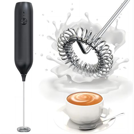 Mousseur à lait électrique, rechargeable par USB, pour milkshakes, noir. (1/5)