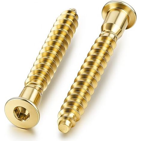 Vis d'Assemblage pour Meubles – 6,4 x 50 mm – Tête Fraisée Empreinte Hexagonale – Filetage Complet – Acier Galvanisé Jaune (1/5)