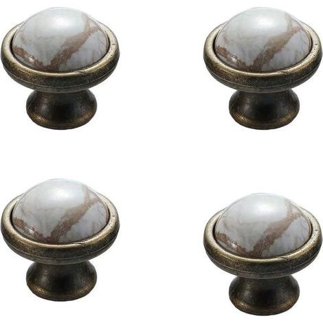 CCYKXA 4 Pcs Ceramic Door Knobs, Vintage Chic Style Cabinet Drawer Pulls Handles, Bronze/Marble