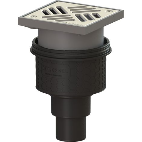 Siphon de sol/plafond Ecoguss DN 50, vertical, à grille perforée