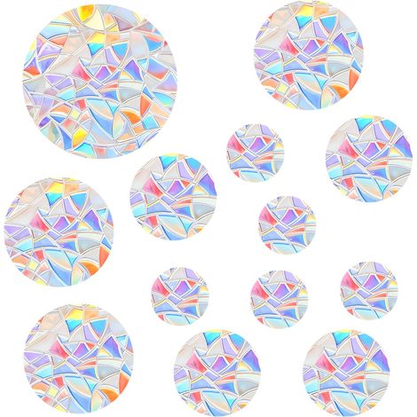 ZHIJIA PREMIUM Lot de 13 autocollants anti collision oiseaux motifs ronds losanges arc en ciel (1/5)