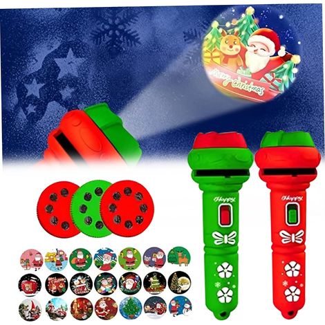 Ensemble de 2 projecteurs lampe torche pour enfants avec 24 motifs et bouton rotatif. Lampe torche à piles, joli cadeau de Noël pour les enfants. (1/5)