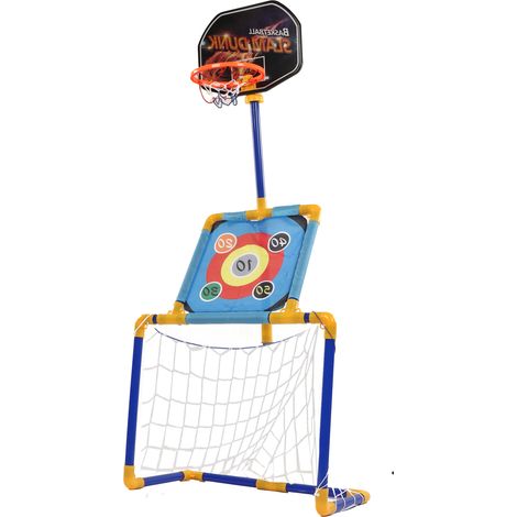 3-in-1-Sportspiel für Kinder: Mini-Fußballtor mit Basketball-Rückwand und rutschfester Ballzielscheibe aus Canvas für den Innen- und Außenbereich. (1/4)
