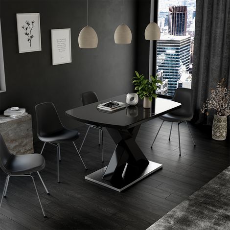 Tavolo da pranzo Chinto, Nero, 120 x 80 cm Estensibile, Vicco