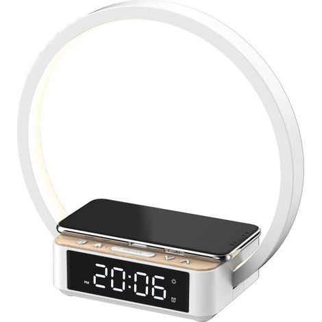 Lámpara de lectura, lámpara de escritorio con carga inalámbrica, despertador táctil, lámpara de noche digital sónica de 10 W. (1/5)