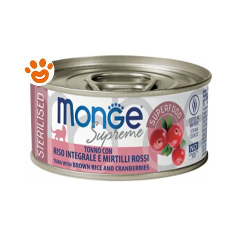 Monge Supreme Cat Adult Serilised Tonno con Riso Integrale e Mirtilli Rossi - Monge Supreme Cat Adult Serilised Tonno con Riso Integrale e Mirtilli Rossi - Lattina Da 80 Gr