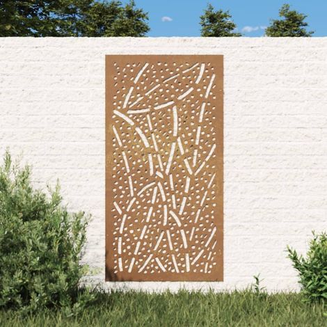 Plaque Tableau Décoration Murale Jardin : Branches et petites feuilles. En Corten (1/5)