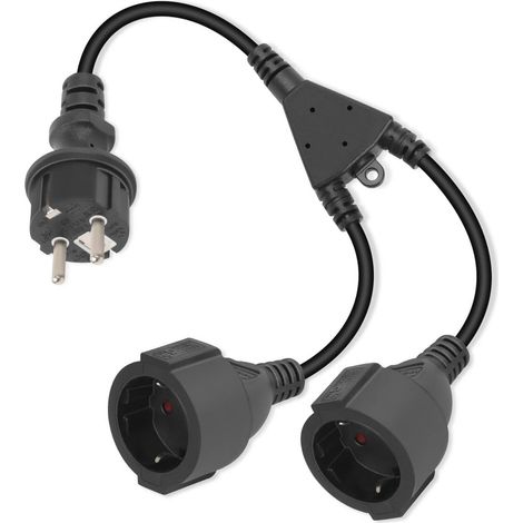 Doppelsteckdosen-Verlängerungskabel für den Außenbereich, geerdeter Kontakt, Schutzart IP20, 16 A, 250 V (1/5)