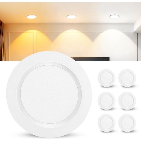 Set de 6 Spot LED Encastrable 230V, 3.5W Alu Spots de Plafond 3000K, 4000K, 6000K, 300LM LED Encastrable Plafond Trou 55-58mm et 12mm Extra Plat, IP44 Spot Salle de Bain, Blanc (1/5)