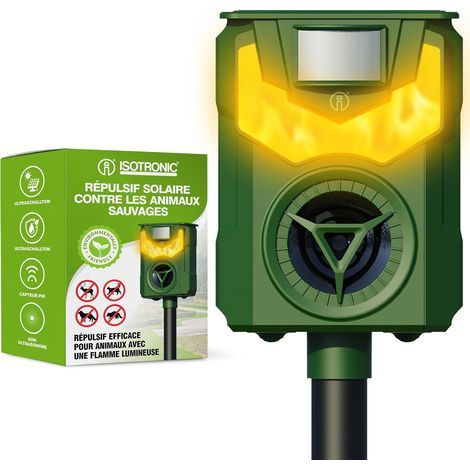 Stück – Solarbetriebene Leuchte mit Bewegungsmelder – Wildtierschutz und Flammenlicht für den Garten – Schwarz – 25 x 10 x 10 cm (1/5)