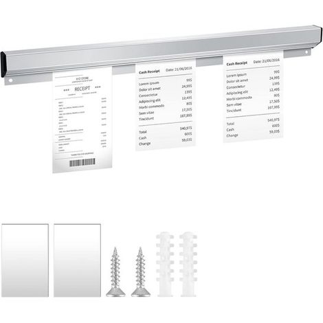 Clip portascontrini in alluminio - 40 cm - Strisce portascontrini professionali adatte a ristoranti e cucine - Autoadesive o a vite - Argento (1/5)