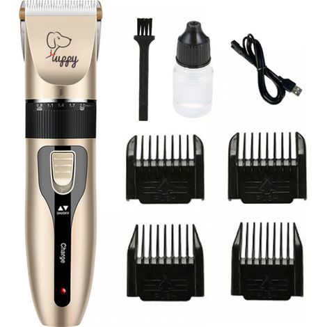 Rasoir pour chien, rasoir pour poils d'animaux, rasoir électrique, kit de rasage avec accessoires, noir et or (1/5)