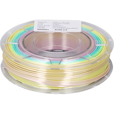 Filament PLA 1,75 mm multicolore dégradé soyeux brillant, consommable pour impression 3D et modélisation, 200 g (1/5)