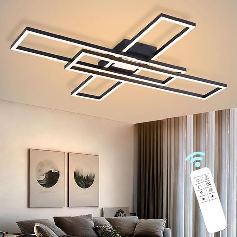 GBLY Lámpara de Techo LED Sala 56W Continuamente Regulable en Luminosidad Negra Moderna Diseño Rectangular Para Dormitorio Cocina Oficina (1/5)