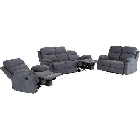 Divano relax manuale 3+2+1 posti in tessuto Antracite TOLZANO (1/4)