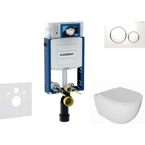 Geberit Kombifix - Set Vorwandelement, WC Oudee mit Softclose-Sitz und Sigma20-Betätigungsplatte, weiß/vergoldet SANI15CA3122 (1/5)