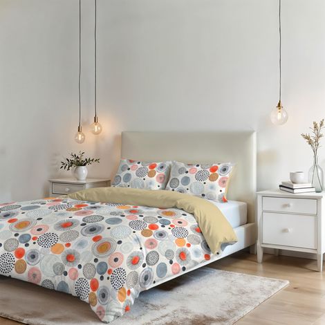 Parure de housse de couette - Ensemble housse de couette - Lit 2 places, Microfibre - Housse 250x200 cm + Rabat et 2 taies d'oreiller 50x80 cm - Acquerello (1/5)
