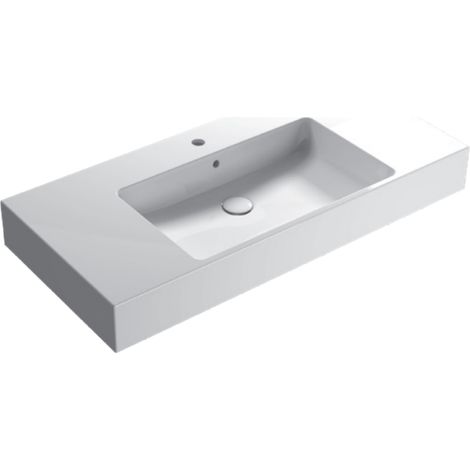 Lavabo en céramique 110x50 cm Globo STONE SCQ111BI  Blanc - Céramique