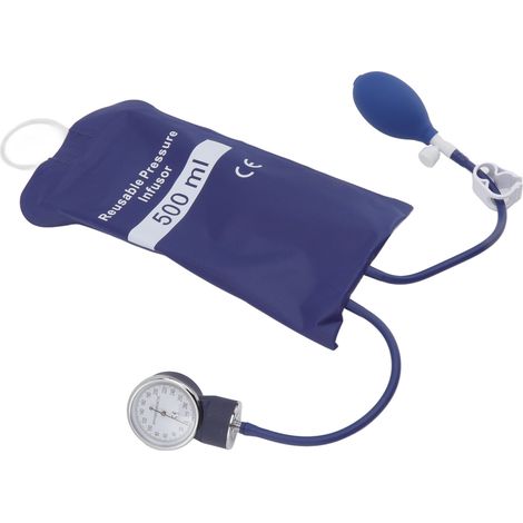 Brassard de perfusion sous pression réutilisable pour transfusion, chirurgie d'urgence, surveillance en soins intensifs, bleu, 500 ml